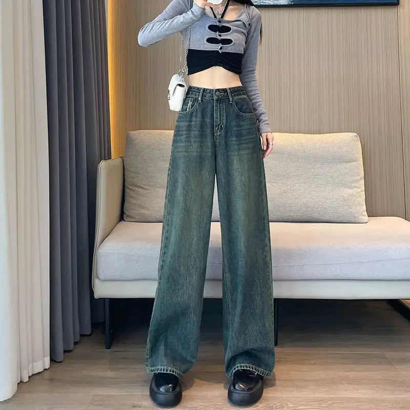 Vintage jeans med høy midje og vide ben