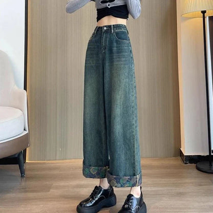 Vintage jeans med høy midje og vide ben