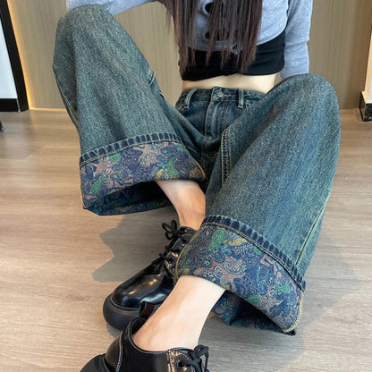 Vintage jeans med høy midje og vide ben