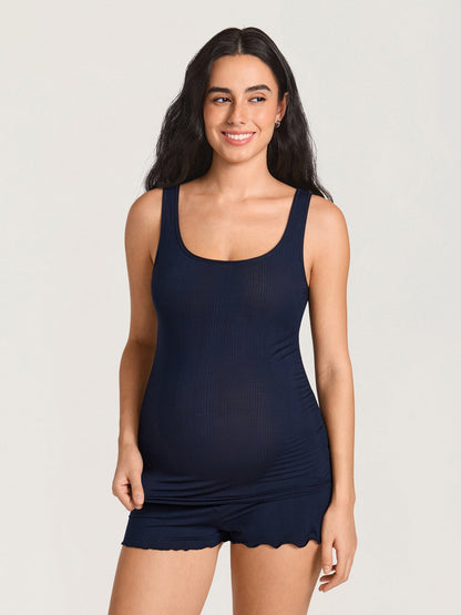 Gravidtopp i ribbet modal – myk singlet for gravide