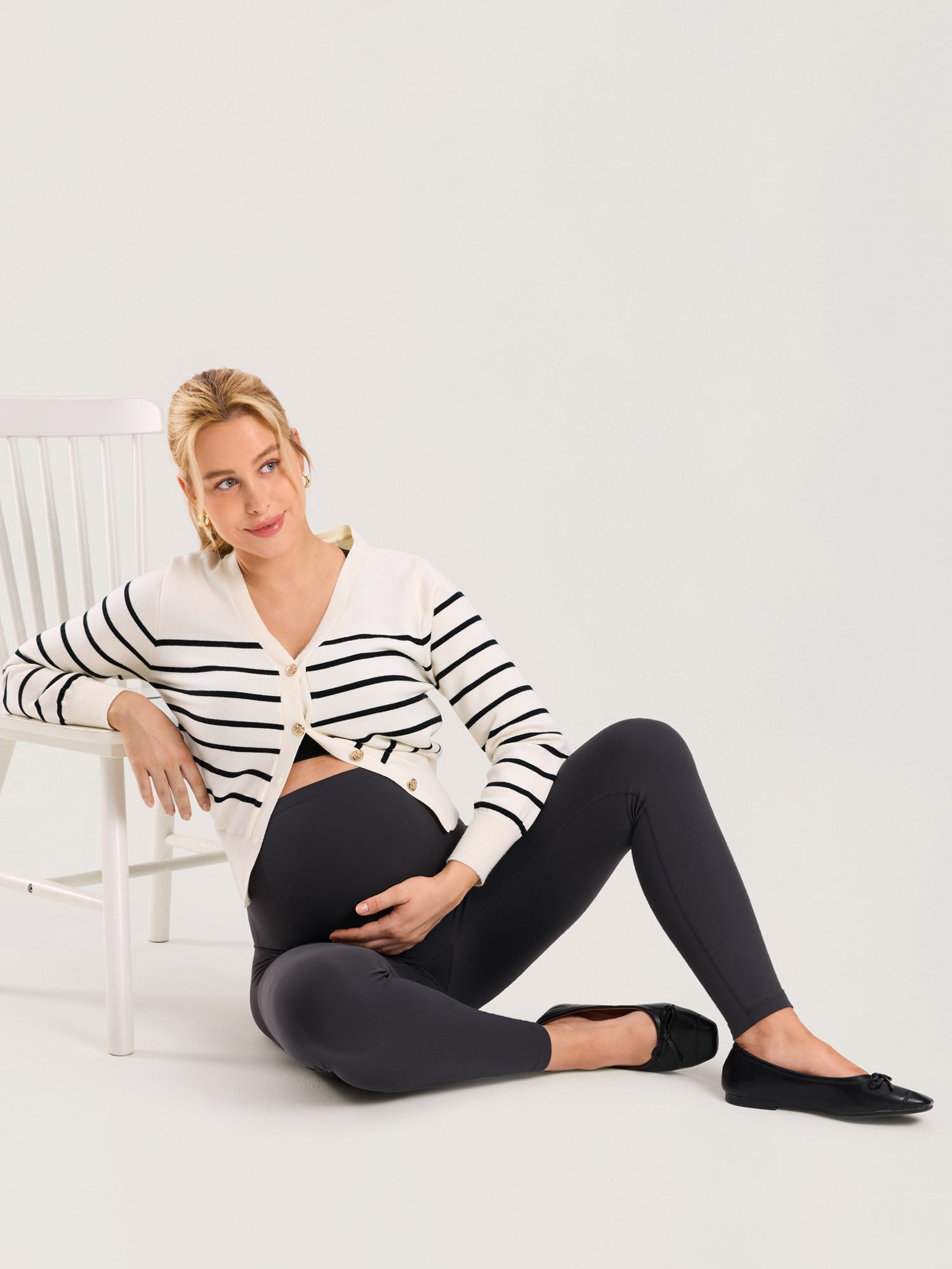 Gravidtights uten søm foran – Natrelax® leggings med høyt liv, 64 cm