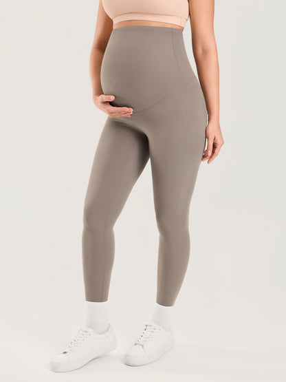 Gravidtights uten søm foran – Natrelax® leggings med høyt liv, 64 cm – Khaki taupe