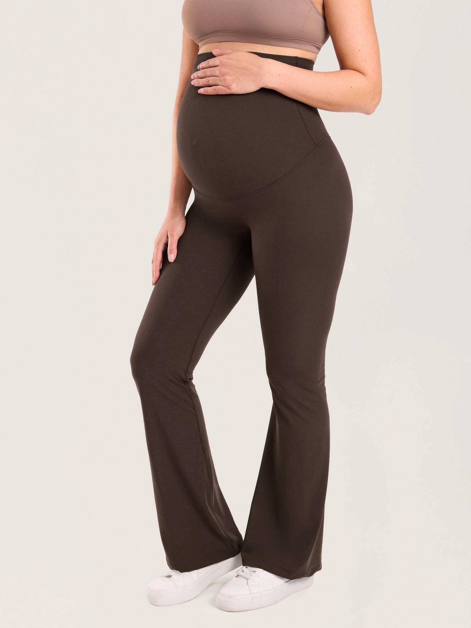 Utsvingte gravidtights uten søm foran – Natrelax® flare leggings, 80 cm