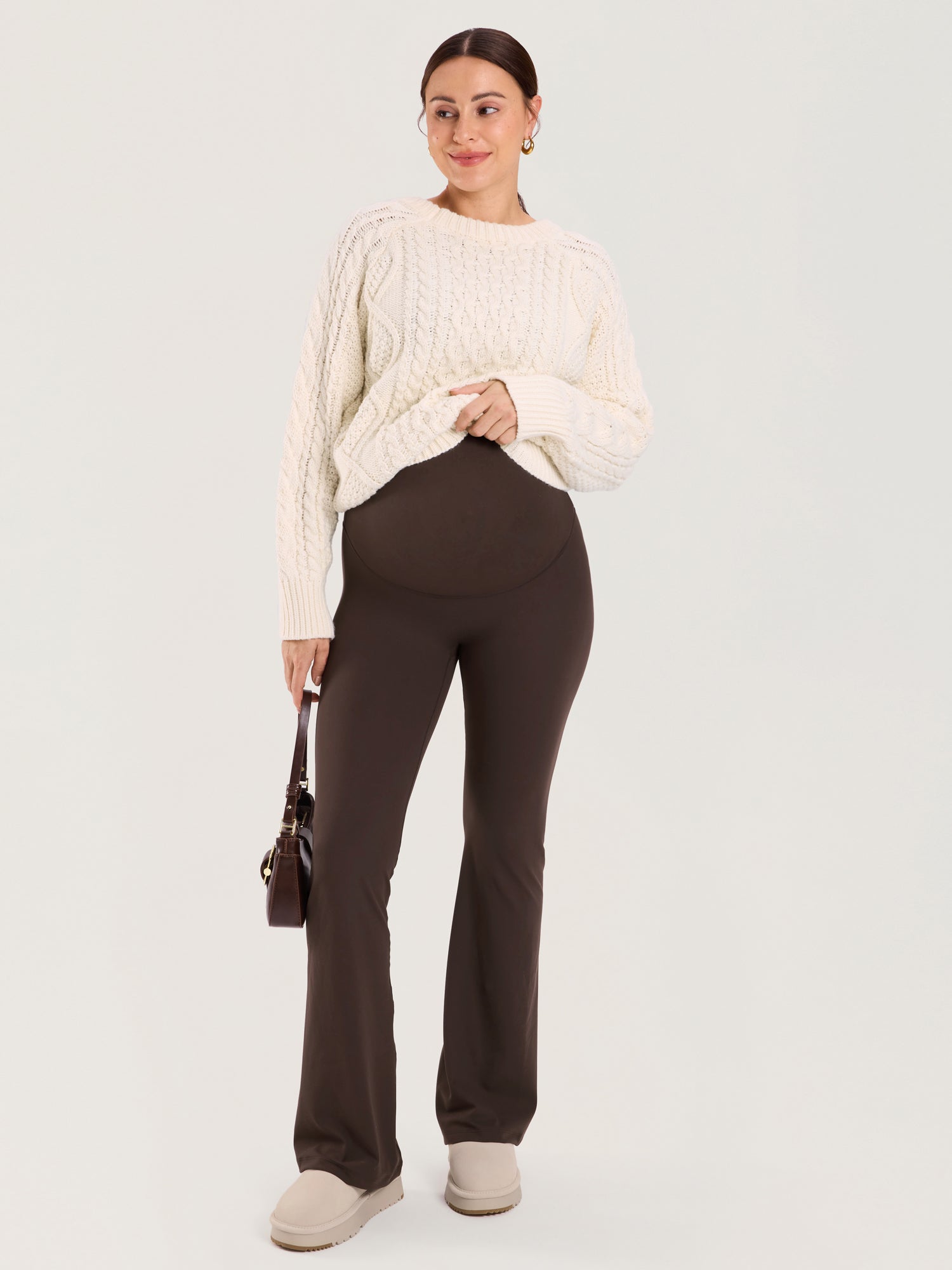 Utsvingte gravidtights uten søm foran – Natrelax® flare leggings, 80 cm