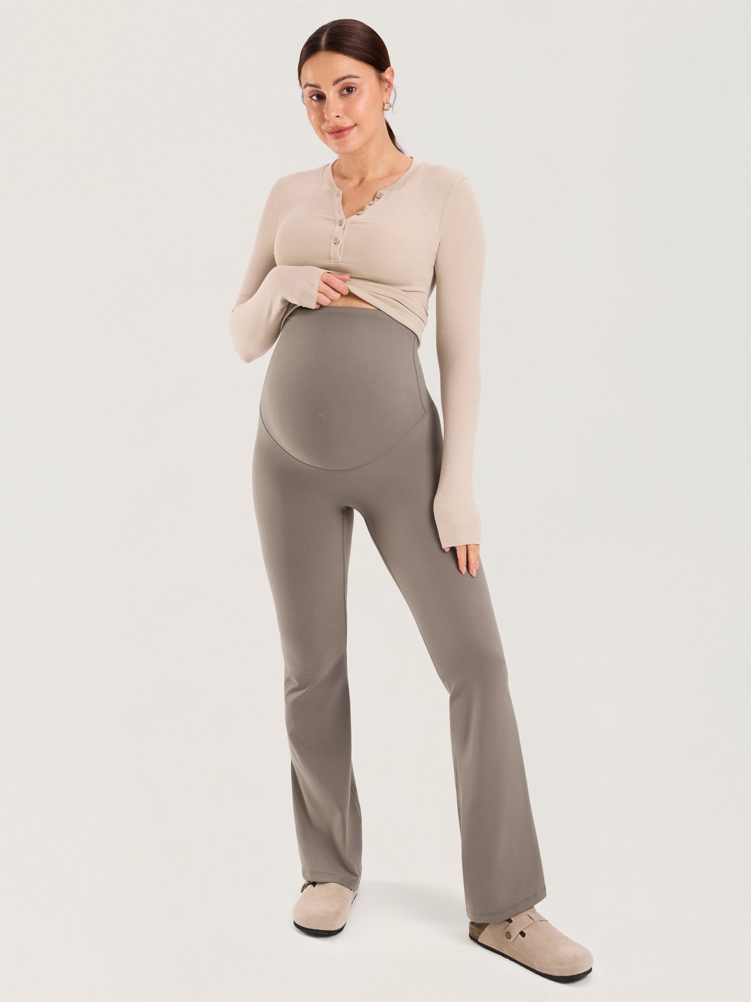Utsvingte gravidtights uten søm foran – Natrelax® flare leggings, 80 cm
