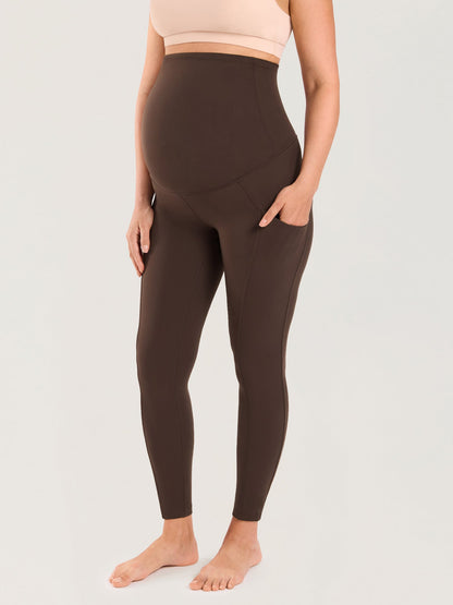 Gravidtights med lommer – Natrelax® leggings med høyt liv, 64 cm – Leirbrun