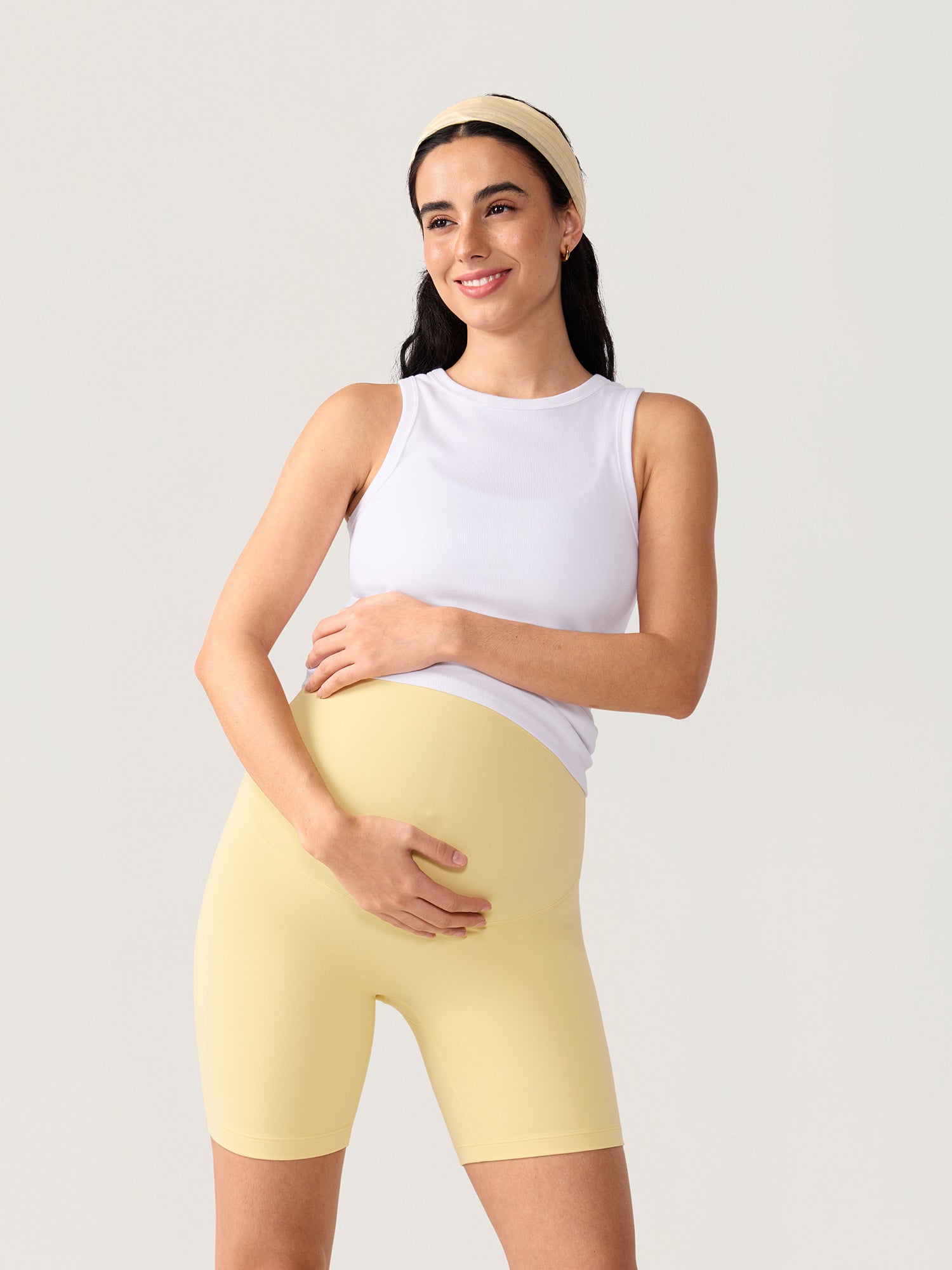 Gravidshorts uten søm foran – Natrelax® shorts med høyt liv, 15 cm