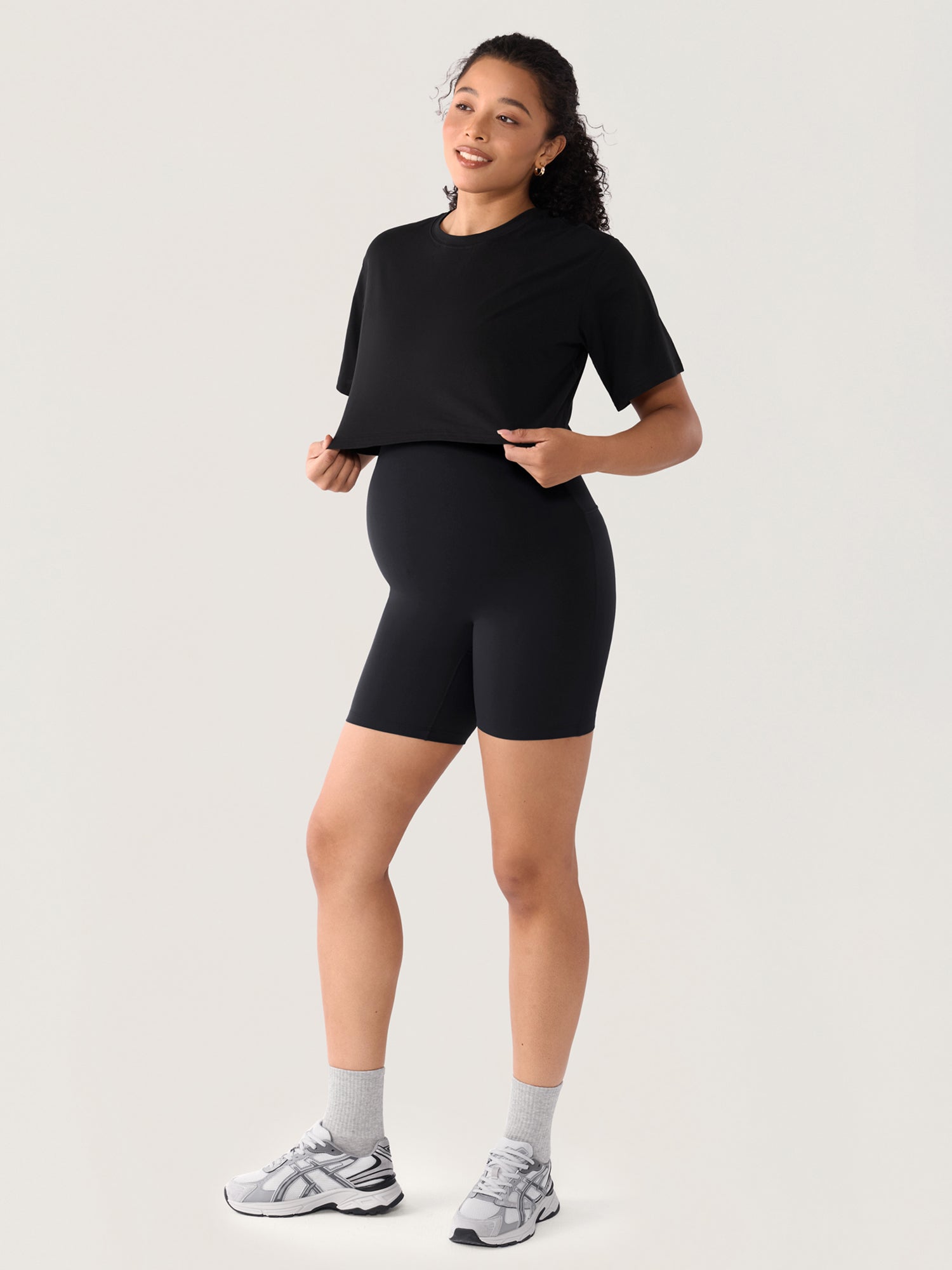 Gravidshorts med sømløs front – Natrelax® shorts med høyt liv, 15 cm