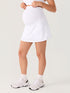 Gravidskjørt med innebygde shorts – A-fasong tennisskjørt for gravide – Hvit