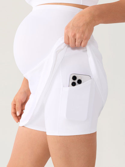Gravidskjørt med innebygde shorts – A-fasong tennisskjørt for gravide