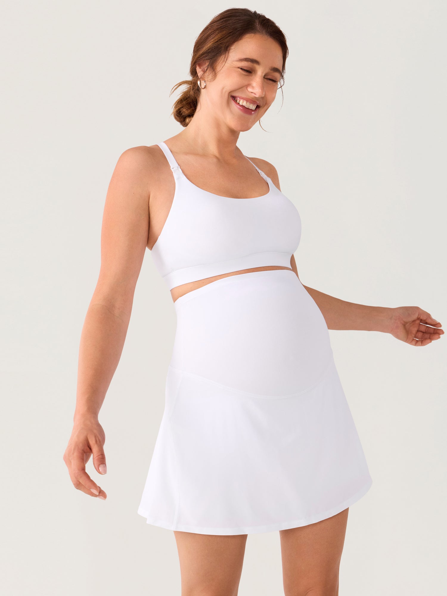 Gravidskjørt med innebygde shorts – A-fasong tennisskjørt for gravide