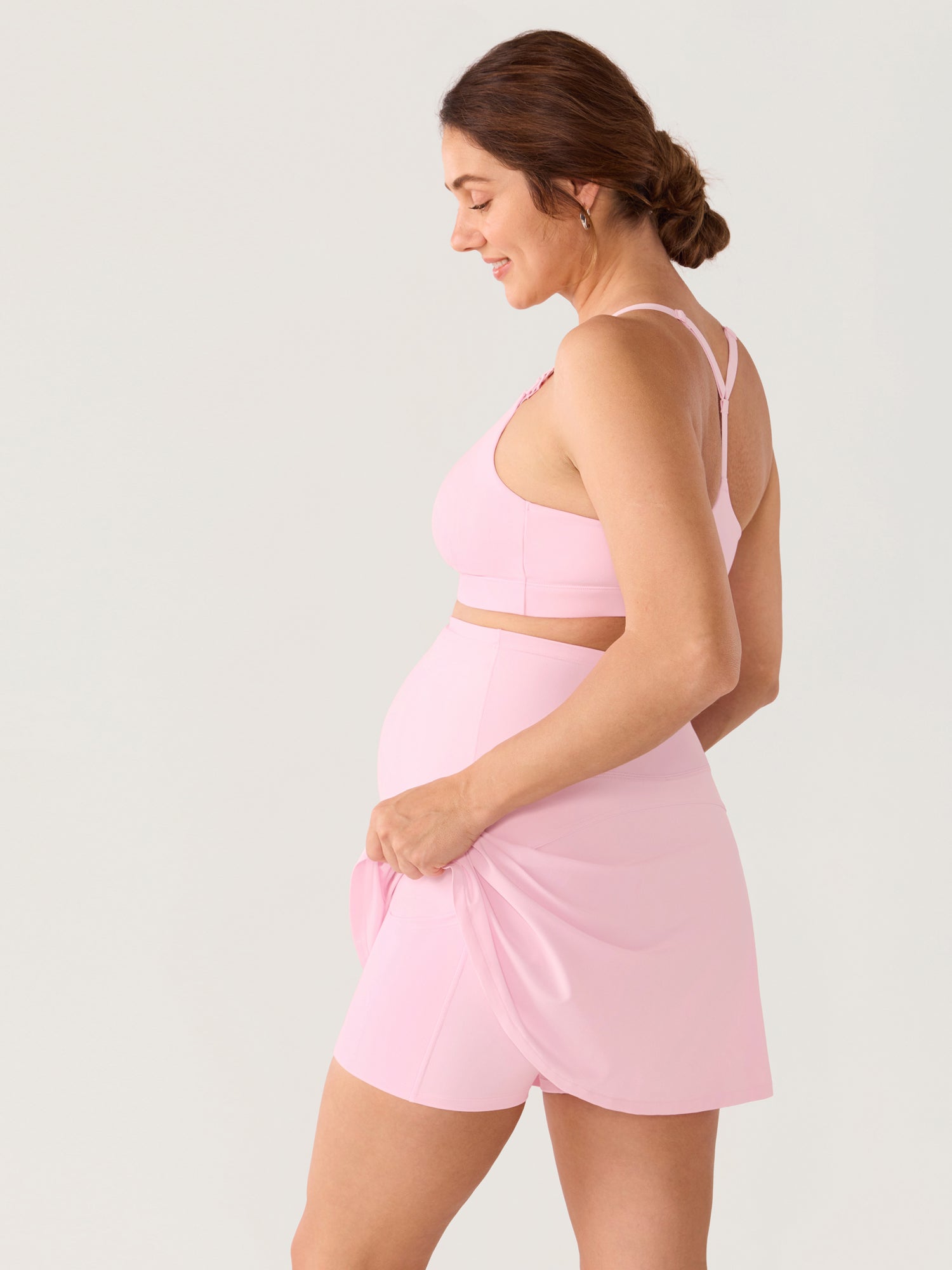 Gravidskjørt med innebygde shorts – A-fasong tennisskjørt for gravide