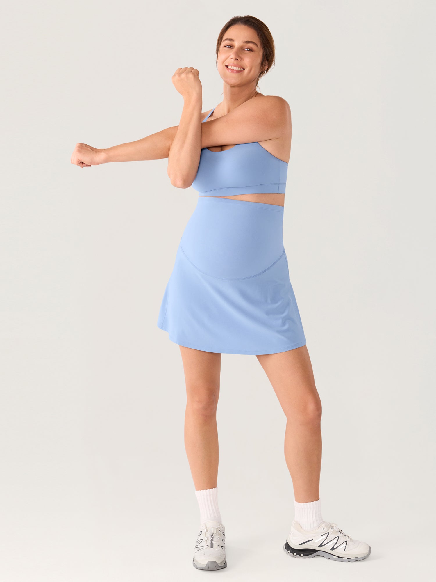Gravidskjørt med innebygde shorts – A-fasong tennisskjørt for gravide