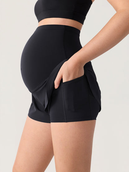 Gravidshorts med lommer – Bloomove™ dolphin shorts i dobbelt lag