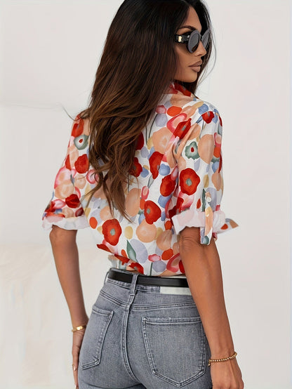 Dame Bluse med Lange Ermer og Blomsterprint