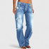 Marlowe | Vide jeans i slitt denim med lavt liv – Blå