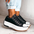 Marlowe | Platåsneakers i skinn med snøring – Svart