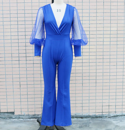 Jumpsuit med glitter og vide ben