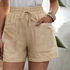 Nelly | Avslappede shorts i lin med elastisk liv og snøring – Beige