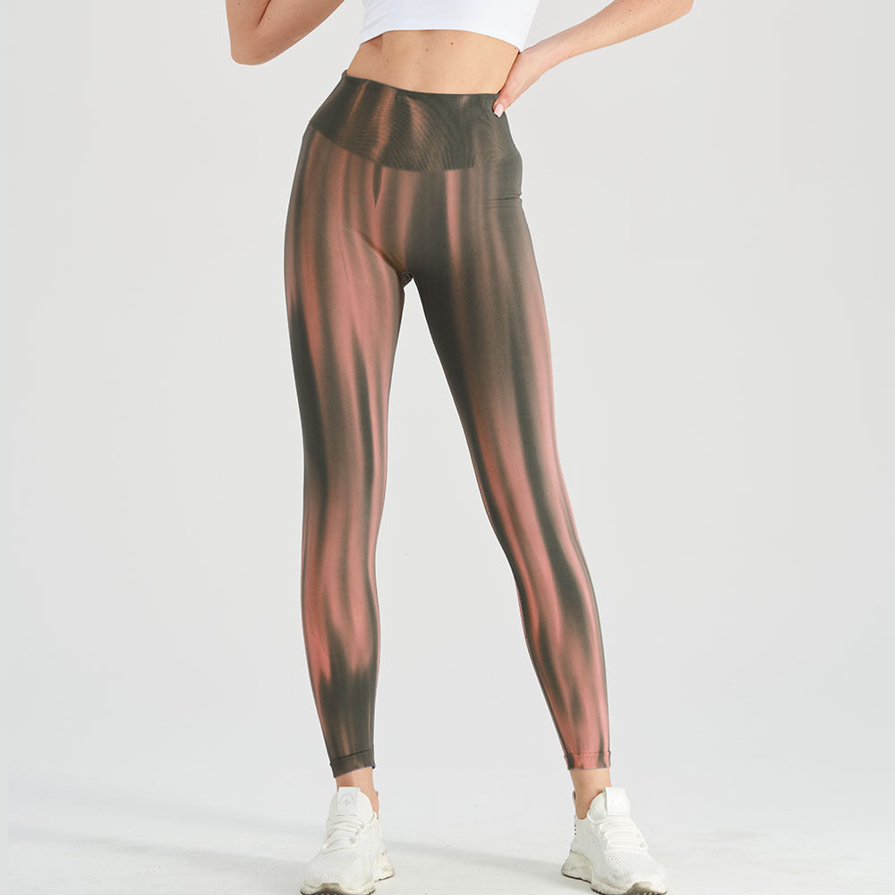 Leggings med høy midje og sømløst bølgemønster
