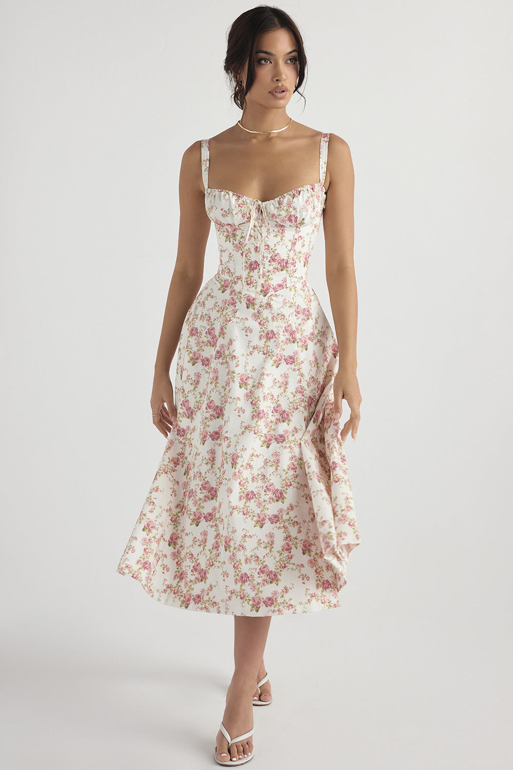 Dame mote seler Sommerblomst trykk Elegante Store Kjoler