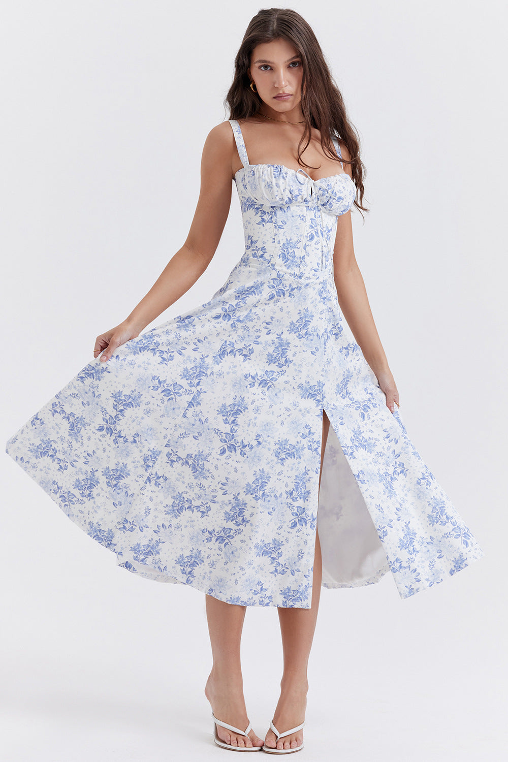 Dame mote seler Sommerblomst trykk Elegante Store Kjoler