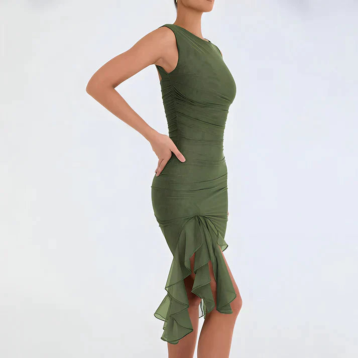 Elegant bodycon-kjole med volanger