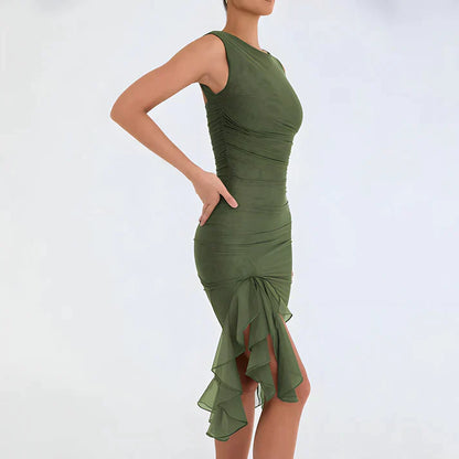 Elegant bodycon-kjole med volanger