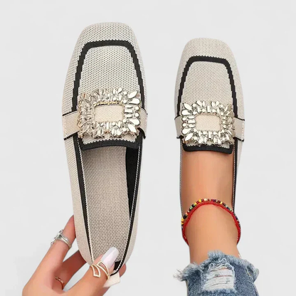 Priya | Pustende strikkballerinaer med rhinestone-spenne