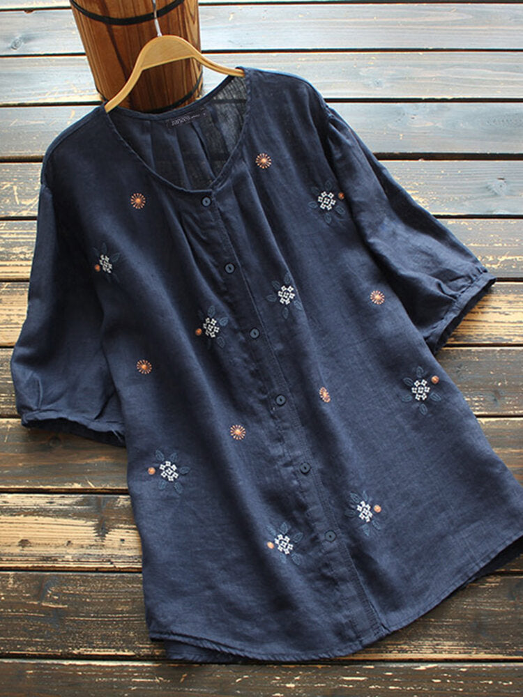 Elegant bluse med blomstermønster
