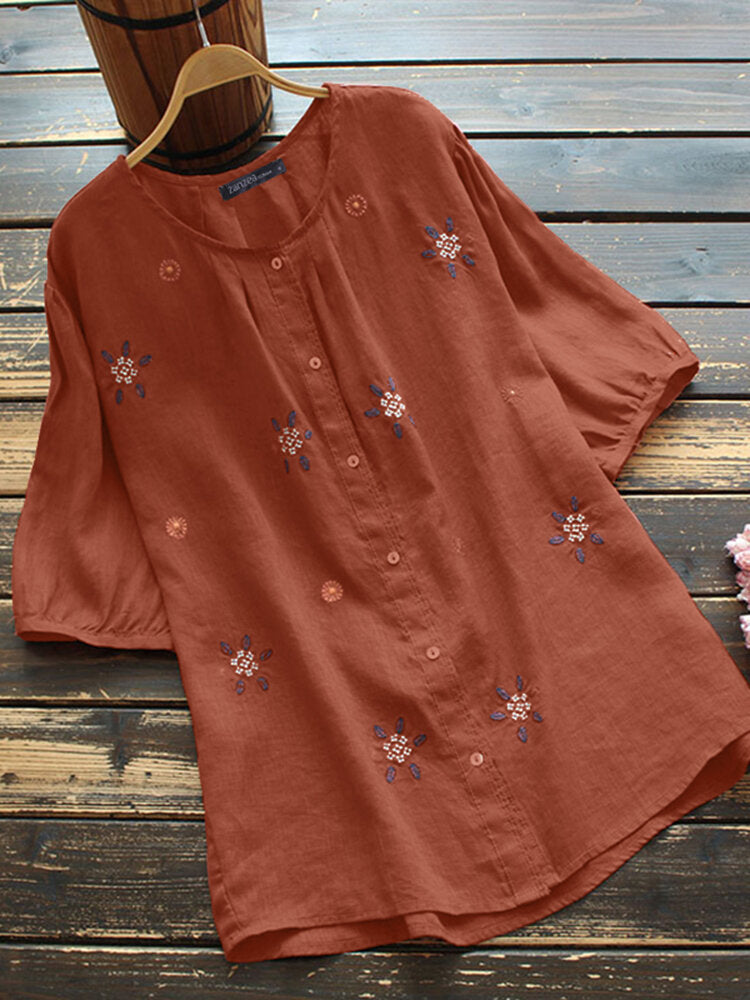 Elegant bluse med blomstermønster