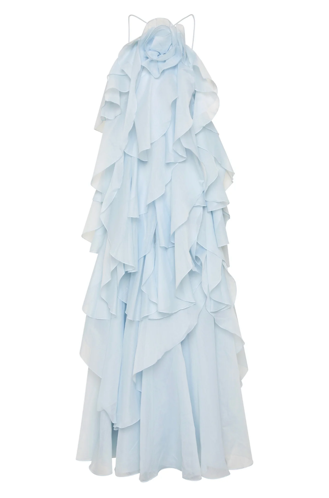 Rosalind | Lagdelt maxikjole i chiffon med volanger og halterneck