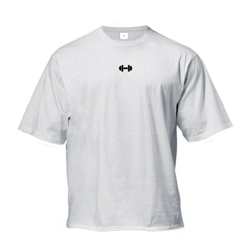 Oversized Trenings-T-skjorte for Menn – Pustende Mesh Stoff | Hurtigtørkende Løs Gym T-skjorte til Trening og Fitness