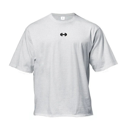 Oversized Trenings-T-skjorte for Menn – Pustende Mesh Stoff | Hurtigtørkende Løs Gym T-skjorte til Trening og Fitness
