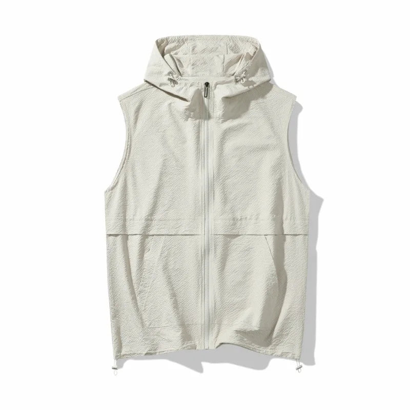 Ermeløs Vest med Hette til Herre – Casual Utility Vest for Fritid og Outdoor