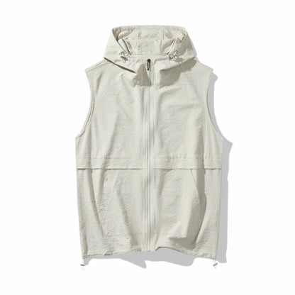 Ermeløs Vest med Hette til Herre – Casual Utility Vest for Fritid og Outdoor