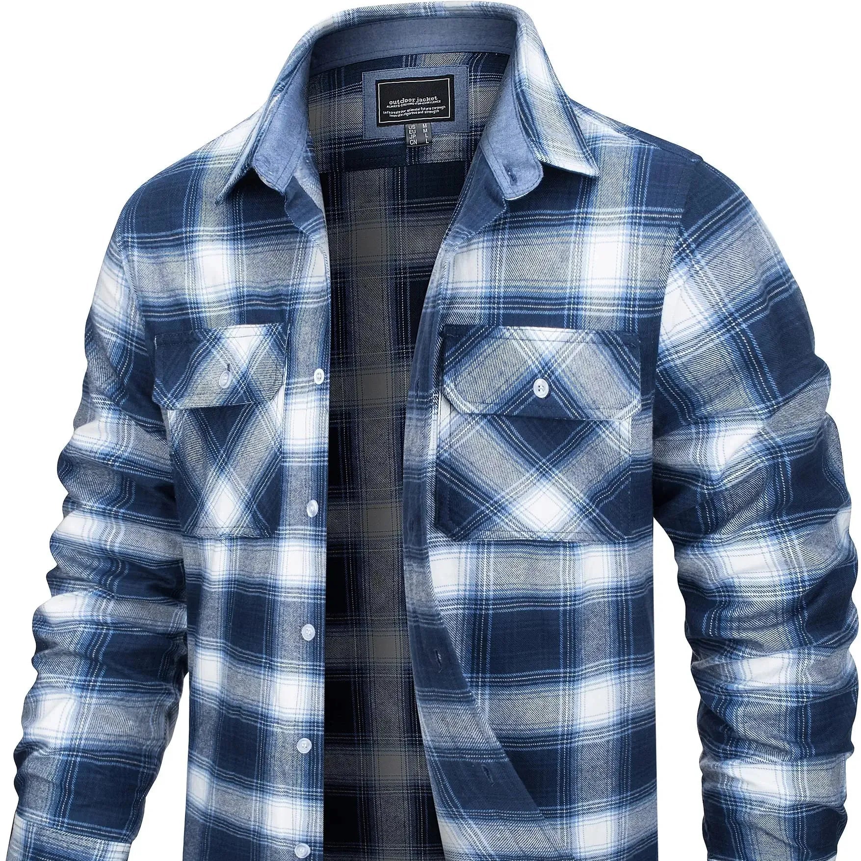 Oversized Rutete Skjortejakke for Menn – Lett Flanellskjorte med Lommer | Streetwear-inspirert Vår- og Høstjakke