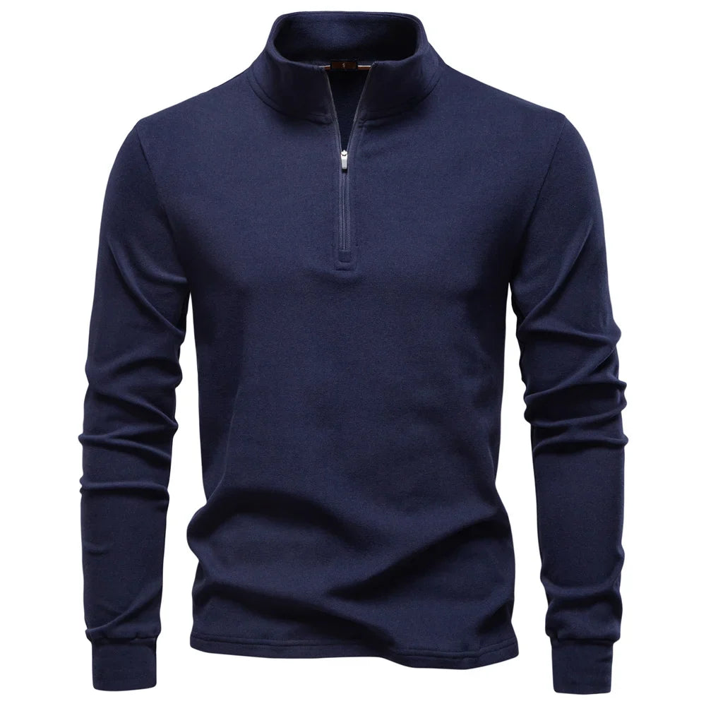 Herre Softshell Genser med Glidelås – Ensfarget Varm og Pustende Pullover | Komfortabel Streetwear Jakke til Høst og Vinter