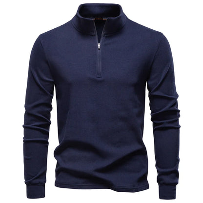 Herre Softshell Genser med Glidelås – Ensfarget Varm og Pustende Pullover | Komfortabel Streetwear Jakke til Høst og Vinter