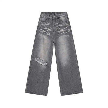 Trendy Jeans for Menn – Løse, Rette Bukser med Kontrastdetaljer | Sommerlige Wide Leg Denim Bukser i Streetwear-stil (2025)