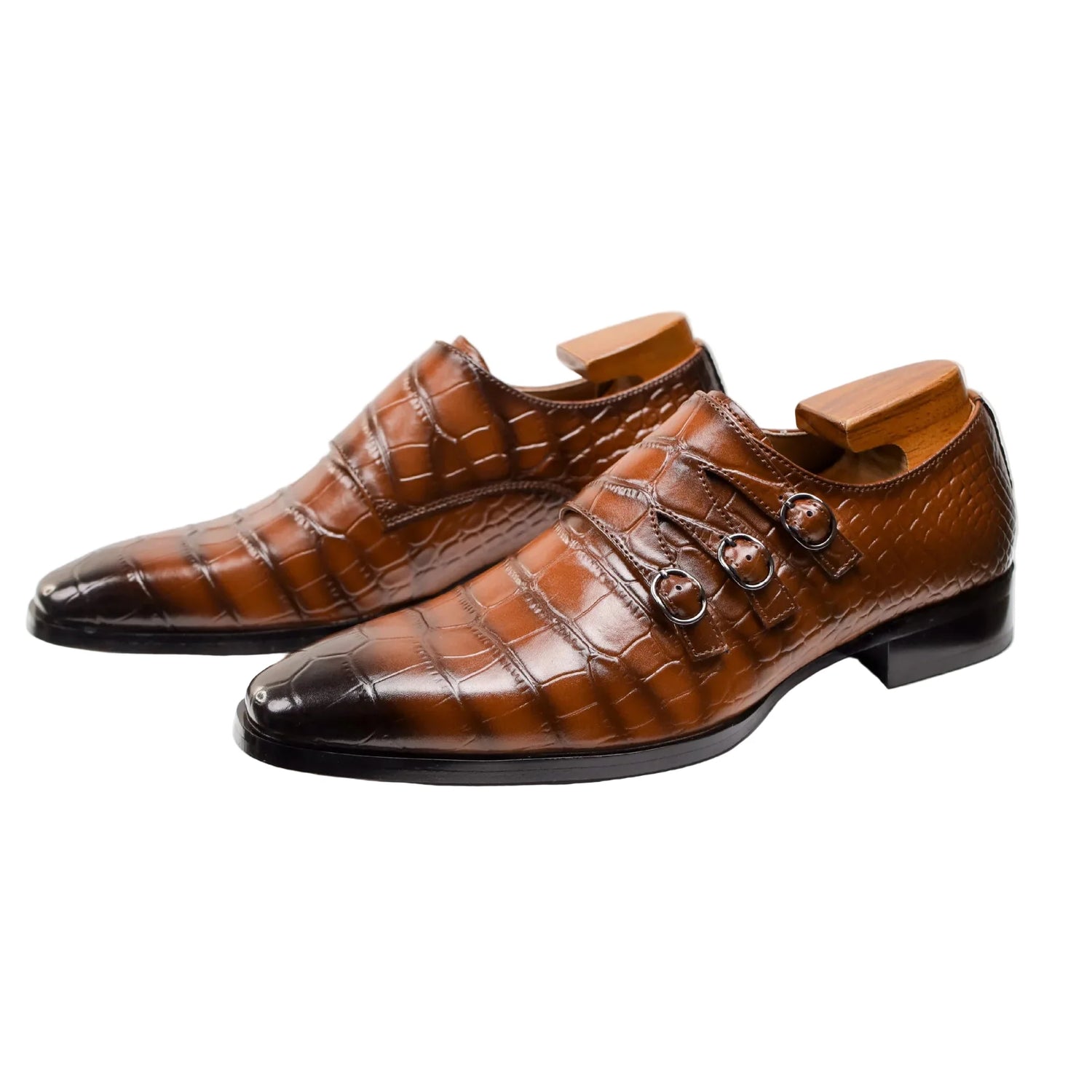 Herresko i Skinn – Elegante Business- og Dressko med Spenne – Brun