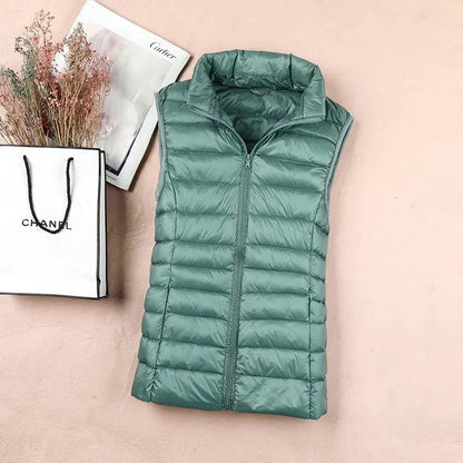 Dame Dunvest – Ultralett &amp; Varm i Hvit Andedun | Puffer Vest Høst/Vinter 2025 (opptil 8XL)