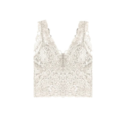 Blonde Camitopp til Dame – V-Hals Crop Top med Innebygde Brystinnlegg