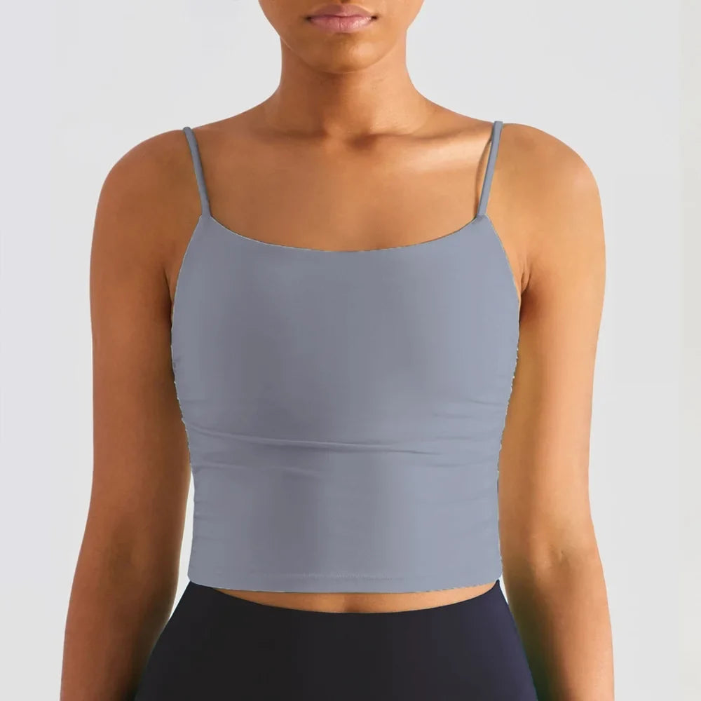 Treningstopp for dame – Sexy yoga-vest med folder, push-effekt og integrerte innlegg