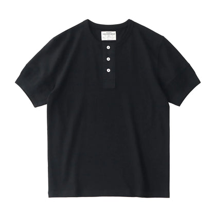Retro Henley T-skjorte til Herre – Vasket Bomull med Amerikansk Vintage Stil
