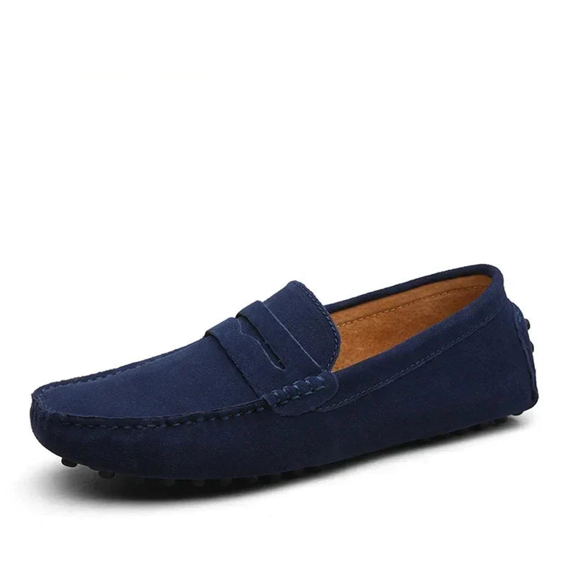 Herresko i Ekte Skinn – Komfortable Mokasiner i Størrelse Opptil 49, Slip-On og Perfekte til Fritid eller Bilkjøring – Svart