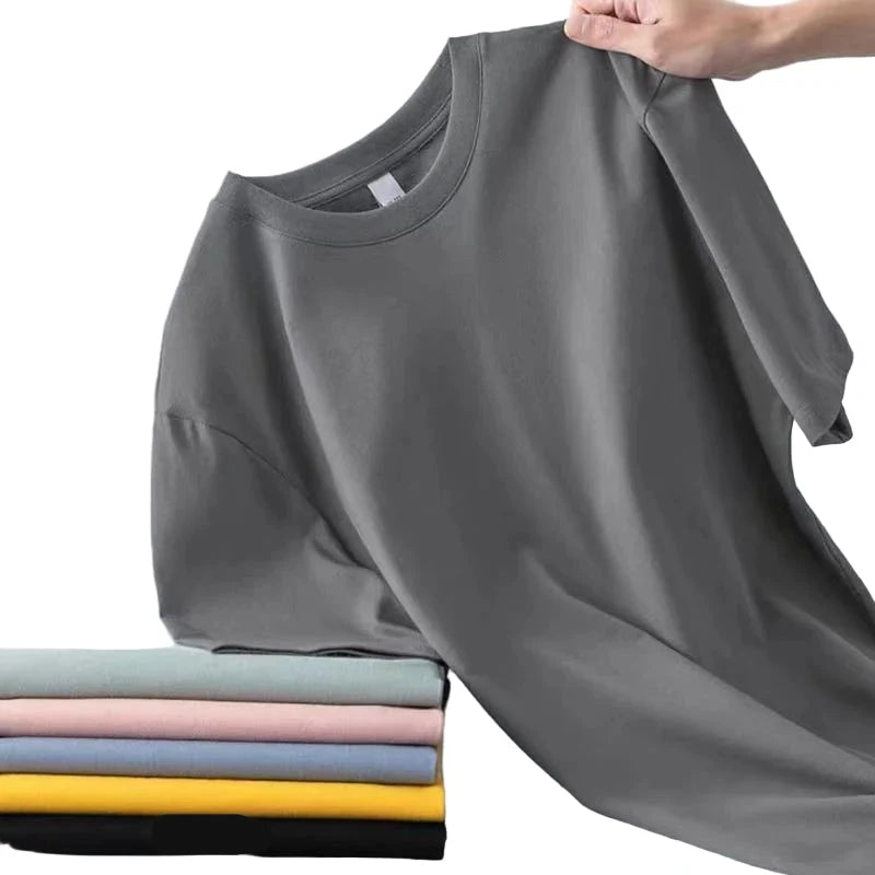 Unisex Basic T-skjorte i 100% Bomull – Oversized Ensfarget Topp for Menn, Kvinner og Ungdom | Komfortabel Sommertee – Hvit