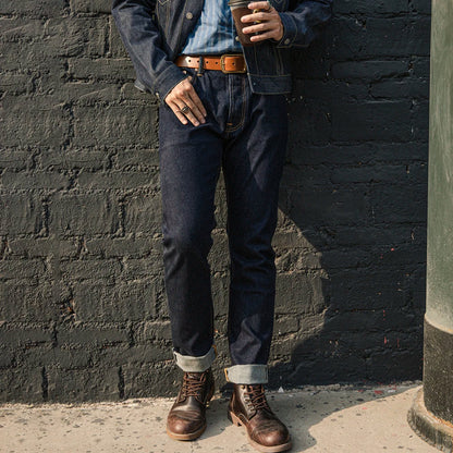 Slim Straight Jeans for Menn – 12oz Rinsed Red Selvedge Denim | Klassiske Tidløse Jeans i Premium Kvalitet