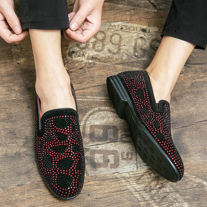 Loafers med rhinestone-utsmykning
