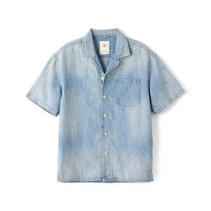 Denimskjorte med Cuban Collar til Herre – Bomull- og Hampblanding for Sommer